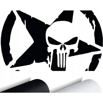 Samolepicí dekorace na vozidlo NÁLEPKA na auto JEEP Hvězda Punisher LEBKA 15x9