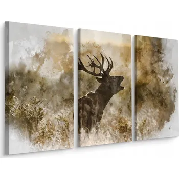 Obraz Obraz Tryptych JELEN Portrét Akvarel Dekorace 60x40