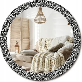 Zrcadlo Moderní dekorativní kulaté zrcadlo na zeď s potiskem Ornament průměr 80 cm