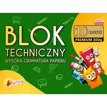 Technický blok bílý A4, 10 listů, 300g PREMIUM Shan
