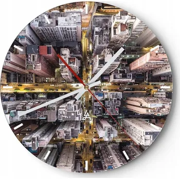 Hodiny Nástěnné hodiny do kuchyně 30x30 Město Skleněné hodiny do obýváku Loft Tiché