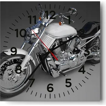 Hodiny Kuchyňské nástěnné hodiny 30x30 Automoto Skleněné hodiny do obýváku Tiché