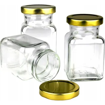 Sklenice 3x dózy, sklenice skleničky na koření 150 ml se zlatým víčkem fi 53