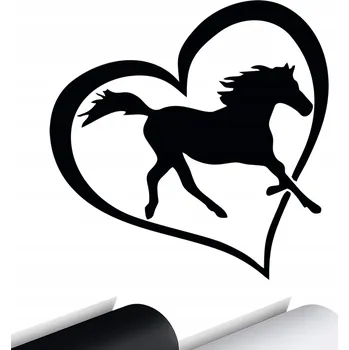 Samolepicí dekorace na vozidlo SAMOLEPKA na auto KŮŇ KONĚ SRDCE HOBBY 15x15 cm