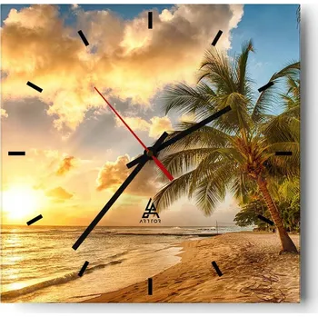 Hodiny Velké nástěnné hodiny 40x40 Krajina Skleněné hodiny Tiché