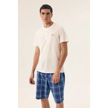 Pánské pyžamo PÁNSKÉ PYŽAMO DOCK 42616 SS25 bílo-modrá M