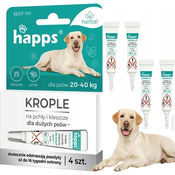Antiparazitikum pro psa Kapky proti parazitům, blechám a klíšťatům pro velké psy (20-40 kg) Happs 4x 4 ml