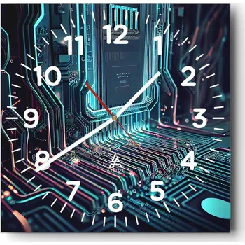 Hodiny Nástěnné hodiny do obýváku 40x40 cm, Bezhluká technologie, Skleněné hodiny, Tiché