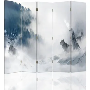 Paraván Paraván do pokoje Feeby zvířata v zimě, 180 x 180 cm