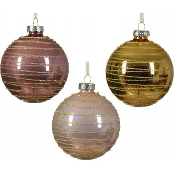 Vánoční dekorace Vánoční Koule kulatá skleněná lesklá zlatá 8 cm