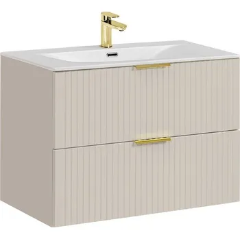 Policová skříň Závěsná skříňka Adele Cashmere Sky se zápustným umyvadlem 80 cm kašmír/bílá