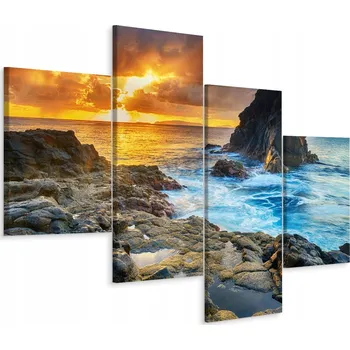 Obraz Čtyřdílný obraz Moře SLUNCE Skály 3D 80x50