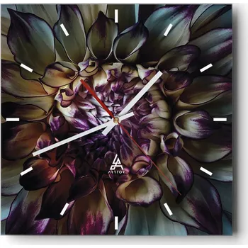 Hodiny Velké nástěnné hodiny na zeď 40x40 Květiny Skleněné hodiny Čtvercové Tiché