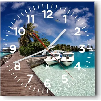 Hodiny Nástěnné hodiny do obýváku 40x40 Krajina Bezhluczne Skleněné hodiny Tiché