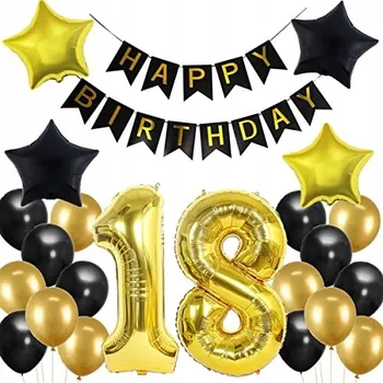 Party dekorace Balónky k 18. NAROZENINÁM, sada balónků K NAROZENINÁM na HEL, balónkové dekorace