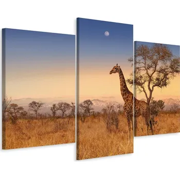 Obraz Obraz Tryptych ŽIRAFA Rostliny Krajina 3D 60x40