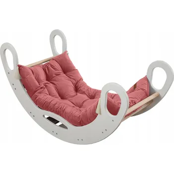Dětská houpačka Montessori Houpačka souprava - dětské hřiště , dětská - bílá MDF + malinový polštář