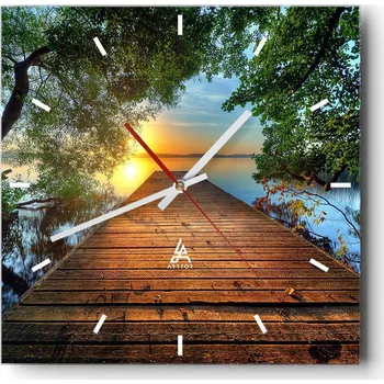 Hodiny Velké nástěnné hodiny 40x40 Krajina Skleněné hodiny Tiché