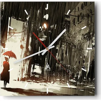 Hodiny Velké nástěnné hodiny na zeď 40x40 Město Skleněné hodiny Čtvercové Tiché