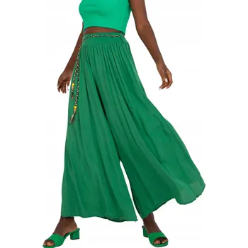 Dámské kalhoty Dámské kalhoty sukně-kalhoty vysoký pas aladinky palazzo zelené S