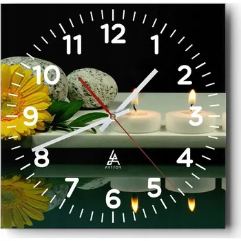 Hodiny Kuchyňské nástěnné hodiny 30x30 Květiny Skleněné hodiny do obýváku Moderní Tiché