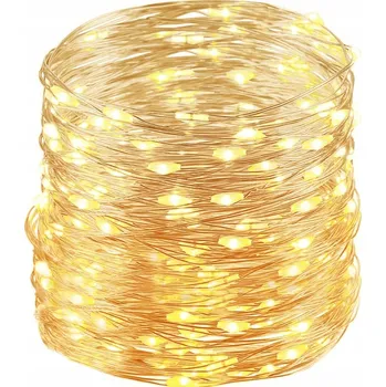 Vánoční dekorace DRÁTKOVÉ SVĚTELNÉ ŘETĚZY 100 LED NA BATERIE NA VÁNOČNÍ STROMEK TEPLÁ BÍLÁ