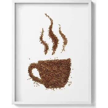 Obraz Dekorativní nástěnný obraz do obýváku, kuchyně - Šálek kávy se zrnky, 60x80 cm