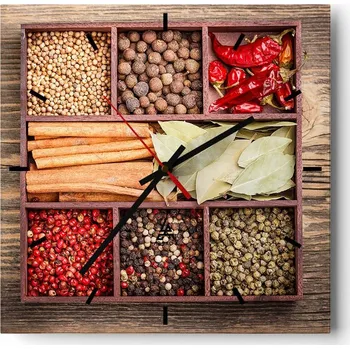 Hodiny Velké nástěnné hodiny 40x40 cm - Gastronomie - Skleněné hodiny - Tichý chod