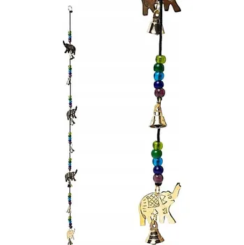 Lapač slunce girlanda ozdobná zvonečky se 4 slony 80 cm