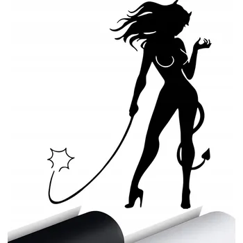 Samolepicí dekorace na vozidlo NÁLEPKA na auto Zlobivá holka Ďáblice 14x11cm