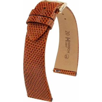 Módní doplněk Kožený řemínek Hirsch Lizard L 01866070-1, hnědý, ještěrčí kůže, délka L, Quick Release