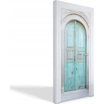 Fototapeta Samolepící dekorativní nálepka na dveře Staré tyrkysové dveře 75x205 cm