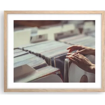 Obraz Obraz plakát na zeď v rámu světlý dub 50x40 hudební deska foto do obýváku