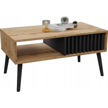 Konferenční stolek Konferenční stolek Malecki Meble obdélníkový 90 x 50 x 45 cm černý, dub wotan