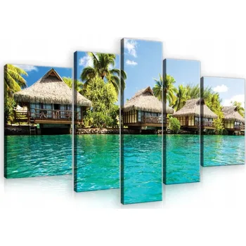 Obraz OBRAZ NA PLÁTNĚ CANVAS 170x100 MALEDIVY OCEÁNSKÝ DŮM