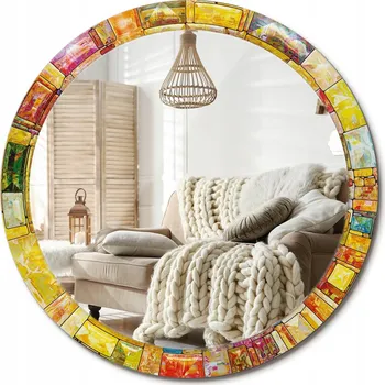 Zrcadlo Zrcadlo s potiskem do koupelny, kuchyně, předsíně, barevný vitráž, průměr 90 cm