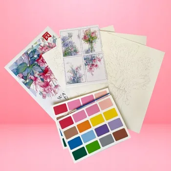 kreativní sada Akvarelová malba kvetoucích květin - sada Malířství Rámeček obrazu