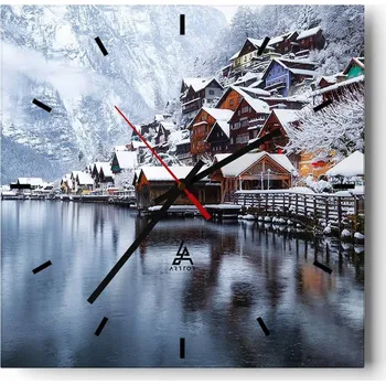 Hodiny Velké nástěnné hodiny 40x40 Krajina Skleněné hodiny Tiché