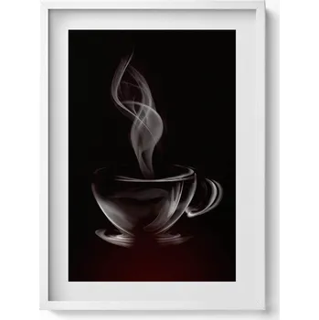 Obraz Nástěnný obraz v bílém rámu s grafikou Abstraktní šálek kávy 50x70 cm