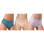 JADEA - Bavlněné kalhotky s vyšším pasem a krajkou art. 742 - 3ks: Vanilka - Orchidea - Jeans/M