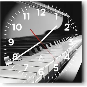 Hodiny Nástěnné hodiny do kuchyně 30x30 Piano Stylové hodiny na skle Loft Tiché