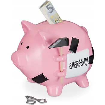 Pokladnička Pokladnička prasátko s nápisem: Emergency (Nouzové)