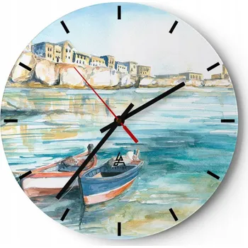 Hodiny Nástěnné hodiny do kuchyně 30x30 Krajina Skleněné hodiny do obýváku Loft Tiché