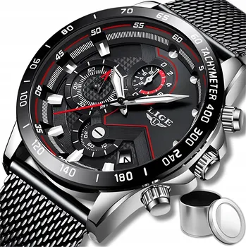 Hodinky Pánské hodinky LIGE Quartz Chronograf datumovka Ocel
