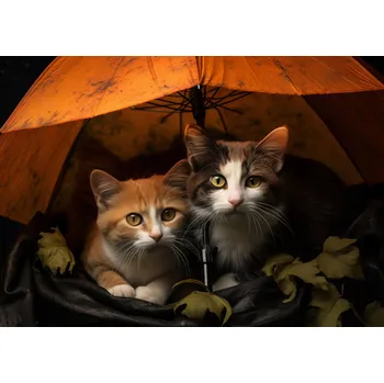 Plakát Plakát Kočičí deštníkové peripetie bez rámu 42 x 29,7 cm