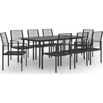 Sada zahradního nábytku kovová VidaXL černá 9 ks