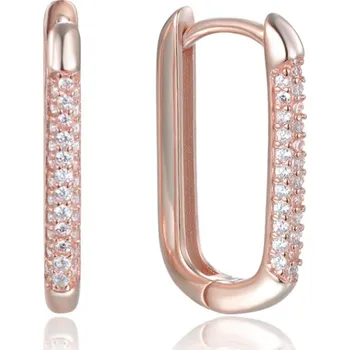 Šperk MINET Rosegold stříbrné náušnice se zirkony v italském stylu