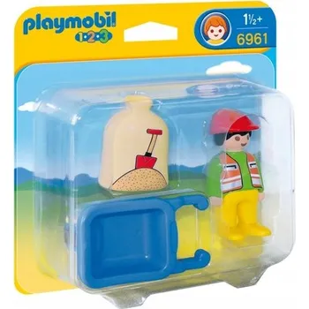 Stavebnice Playmobil Playmobil 1.2.3 6961 Dělník s kolečkem