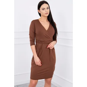 Dámské šaty Dámské šaty s výřezem pod prsy hnědé K-Fashion, 4XL i519_2518-9