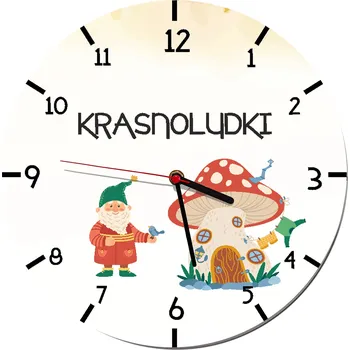 Hodiny Nástěnné hodiny Název skupiny Mateřská škola Krasnoludki Hodiny pro děti 50 cm